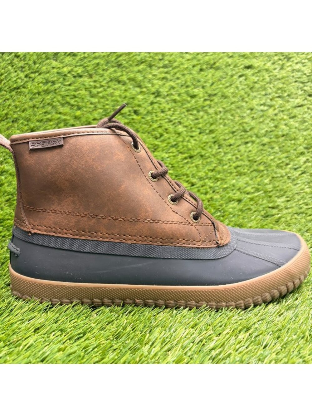 Sperry Breakwater Mens Size 9.5 Brown Blue Outdoor Waterproof Lace Up Duck Boots